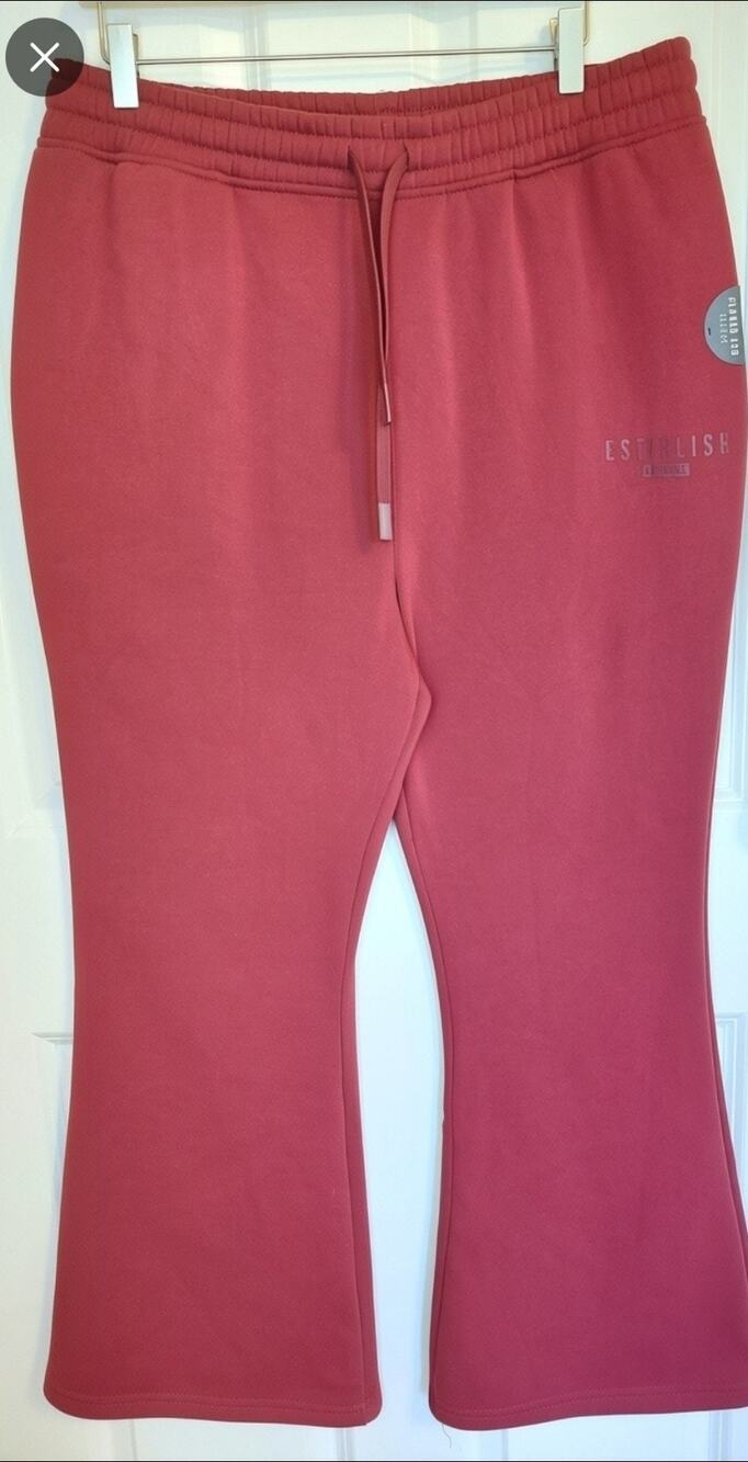 Southpole Establish Flared Leg Fleece Sweatpants Red Burgundy Size XL Jogger Y2K